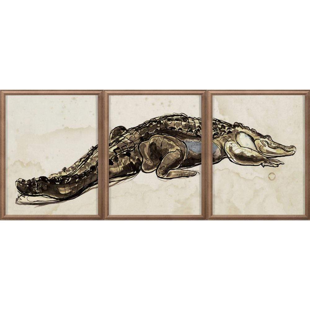 Natural Curiosities Hanriout Giraud Alligator Triptych 1-Unframed Decor Natural-Curiosities-GIRAUT_01-Unframed