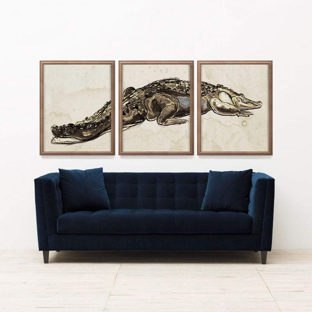 Natural Curiosities Hanriout Giraud Alligator Triptych 1-Unframed Decor Natural-Curiosities-GIRAUT_01-Unframed