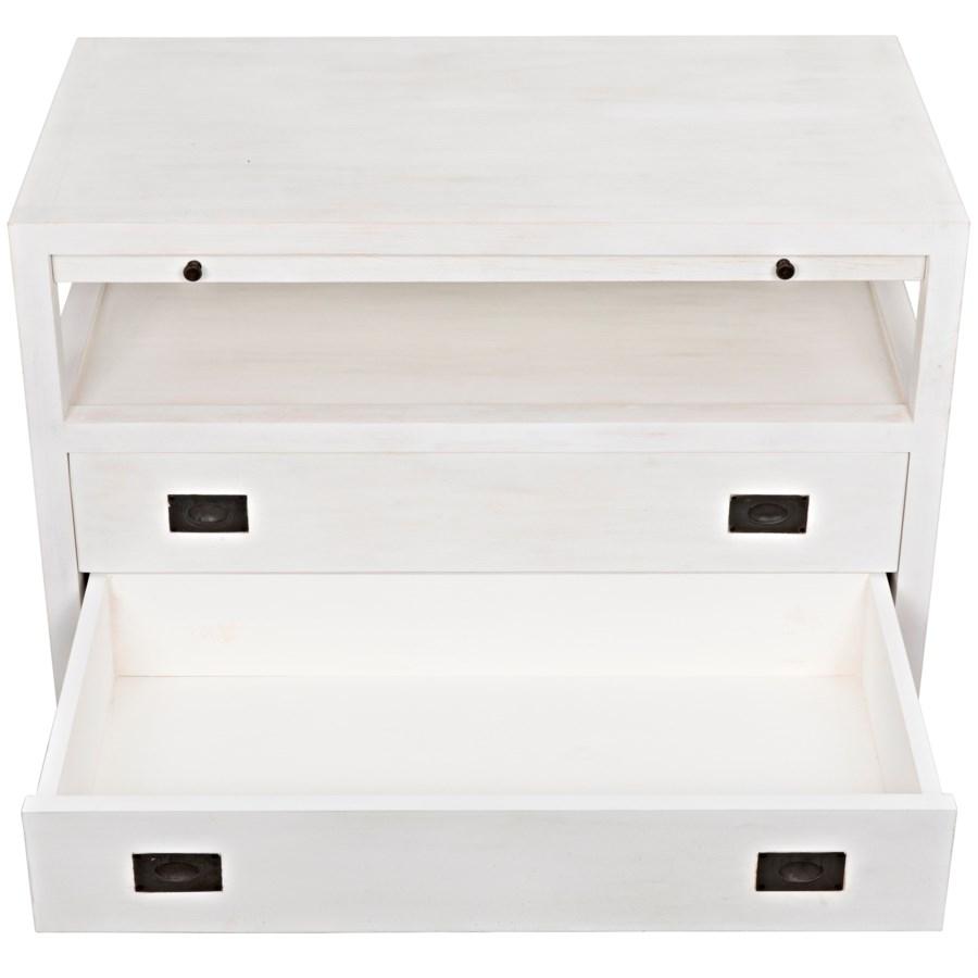 Noir 2 Drawer Side Table w/ Sliding Tray Furniture noir-GTAB243WH 00842449107229