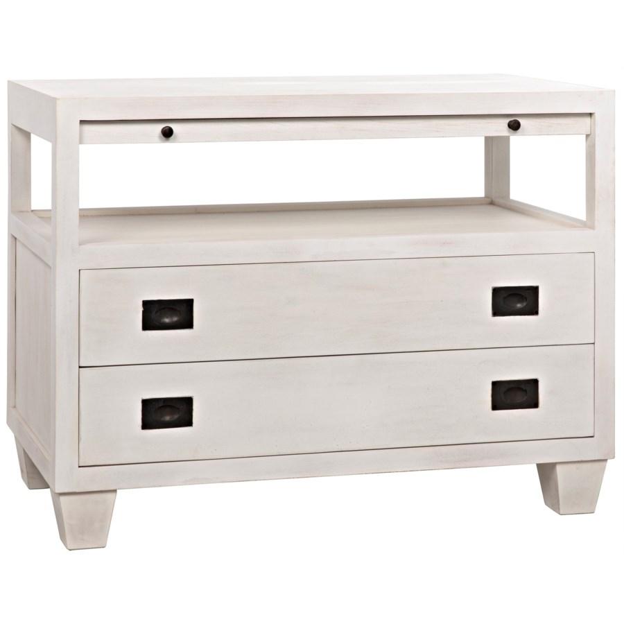 Noir 2 Drawer Side Table w/ Sliding Tray Furniture noir-GTAB243WH 00842449107229