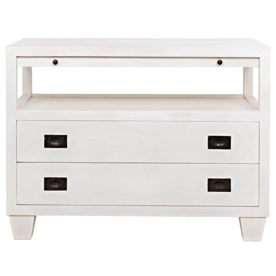 Noir 2 Drawer Side Table w/ Sliding Tray Furniture noir-GTAB243WH 00842449107229