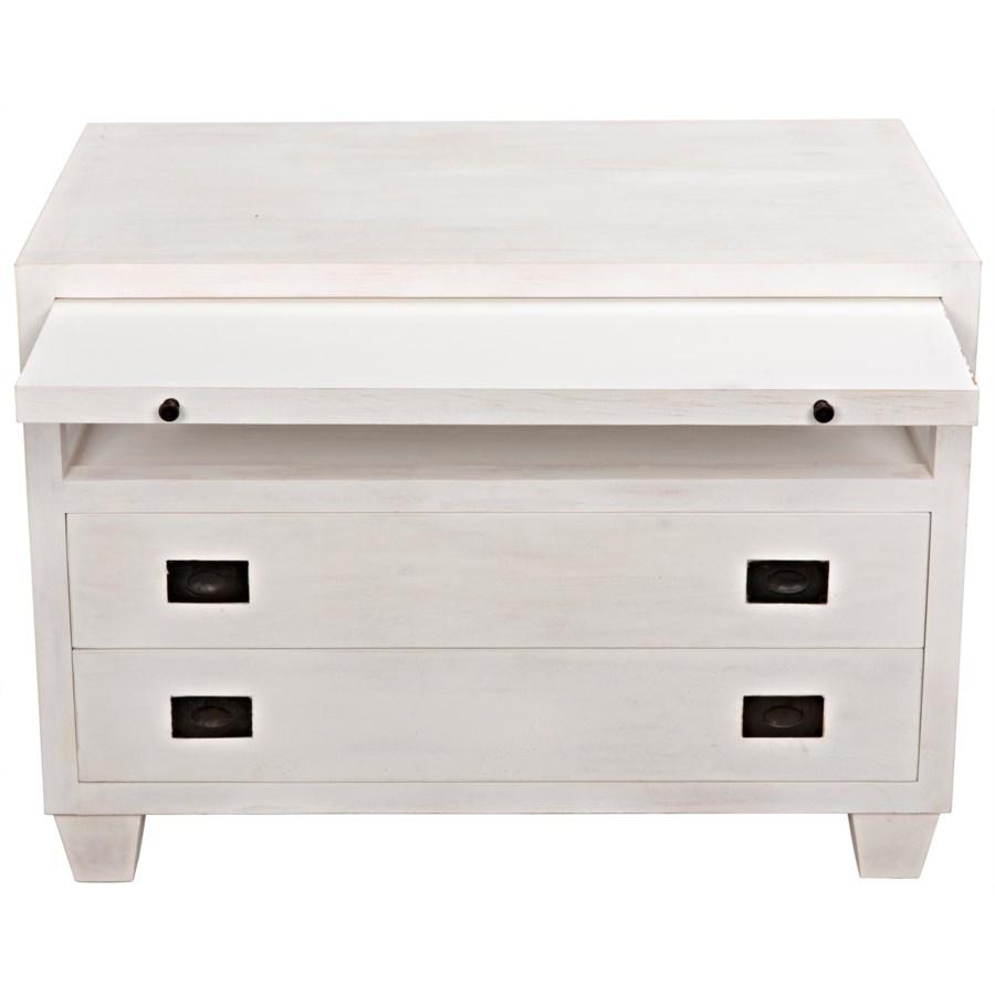 Noir 2 Drawer Side Table w/ Sliding Tray Furniture noir-GTAB243WH 00842449107229