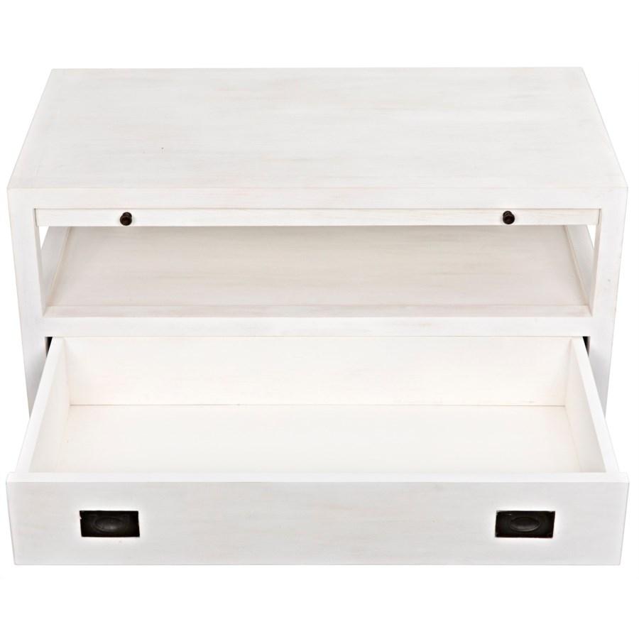 Noir 2 Drawer Side Table w/ Sliding Tray Furniture noir-GTAB243WH 00842449107229