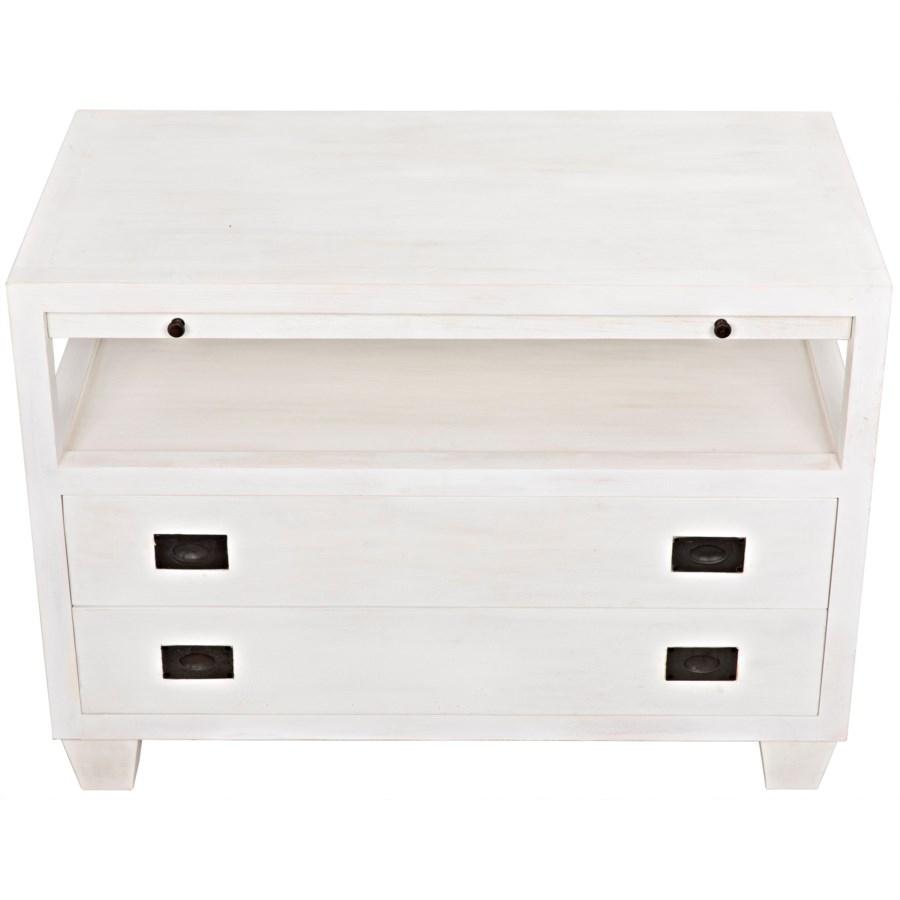 Noir 2 Drawer Side Table w/ Sliding Tray Furniture noir-GTAB243WH 00842449107229