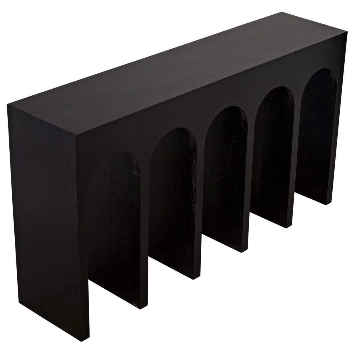 Noir Bridge Console - Hand Rubbed Black Furniture noir-GCON287HB 00842449121133