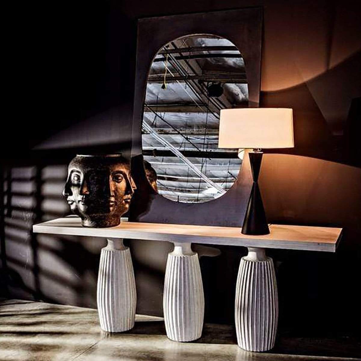 Noir Evelyn Console - White Wash Furniture noir-GCON373WH 00842449129634