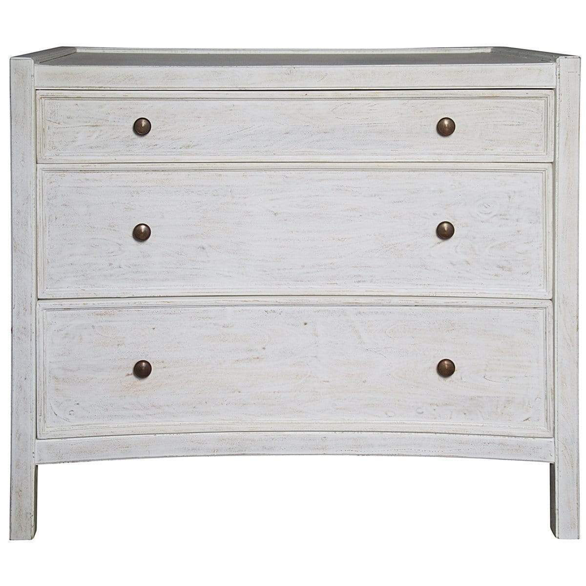 Noir Hampton 3 Drawer Night Stand - White Furniture Noir-GTAB245WH 00842449107267