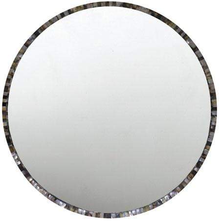 Oly Studio Pearl Round Mirror - Grey Mother of Pearl Wall