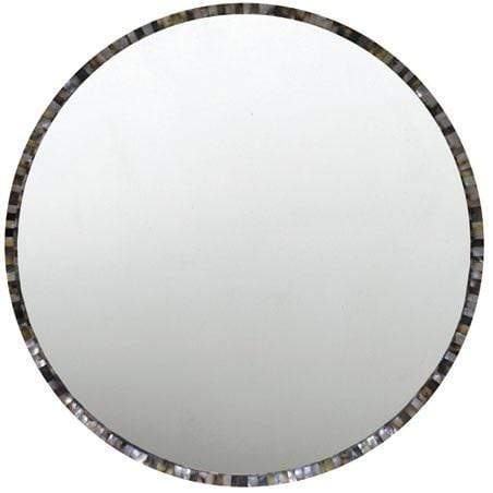 Oly Studio Pearl Round Mirror - Grey Mother of Pearl Wall