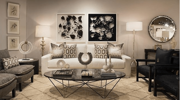 Oly Studio Pearl Round Mirror - Grey Mother of Pearl Wall