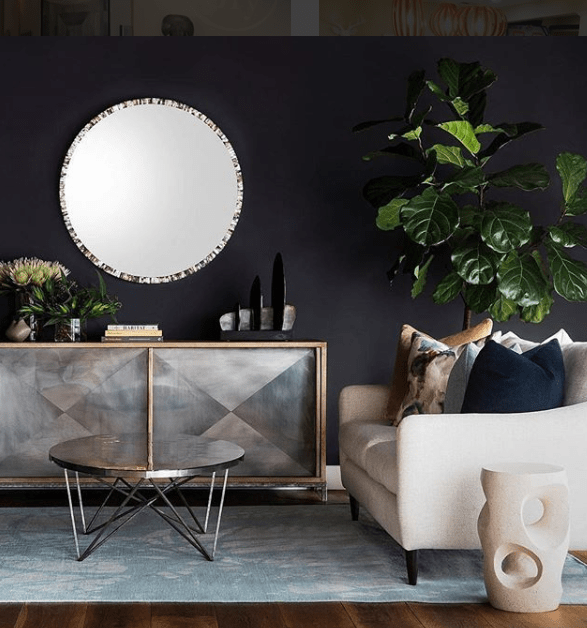 Oly Studio Pearl Round Mirror - Grey Mother of Pearl Wall