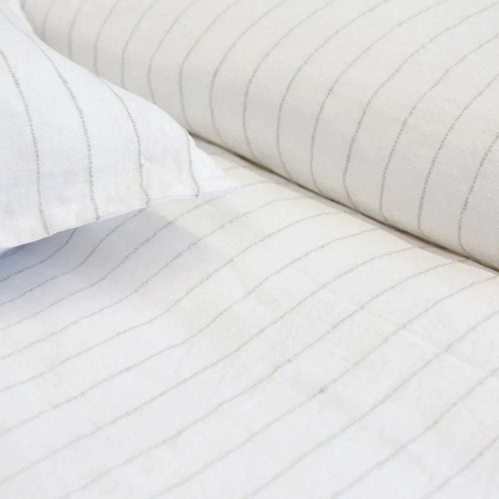 Pom Pom at Home Blake Duvet - White/Ocean Bedding and Bath