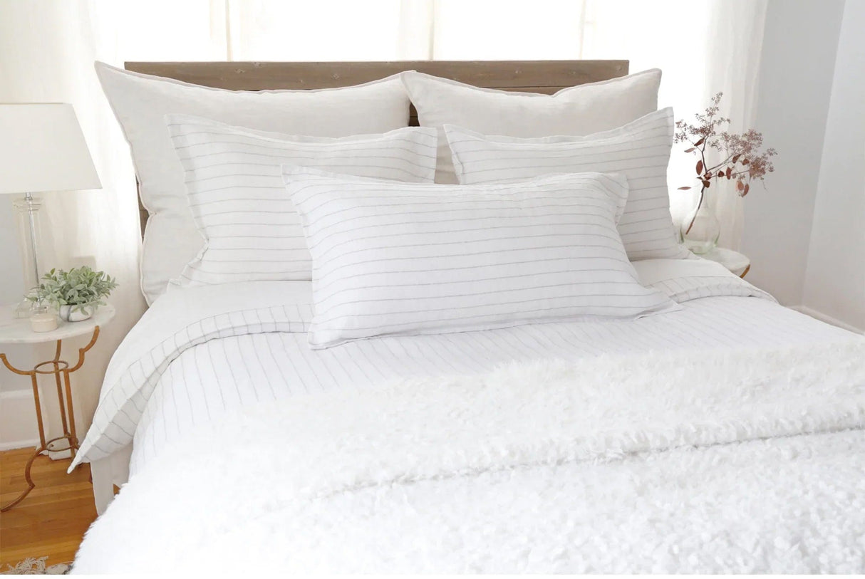 Pom Pom at Home Blake Duvet - White/Ocean Bedding and Bath