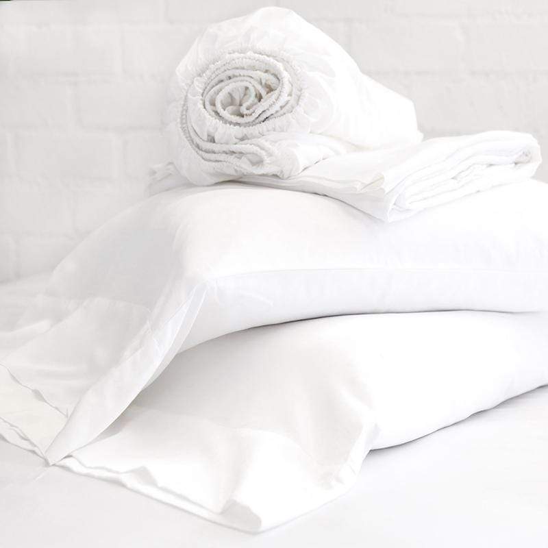 Pom Pom at Home Cotton Sateen Sheet Set - White Bedding and Bath
