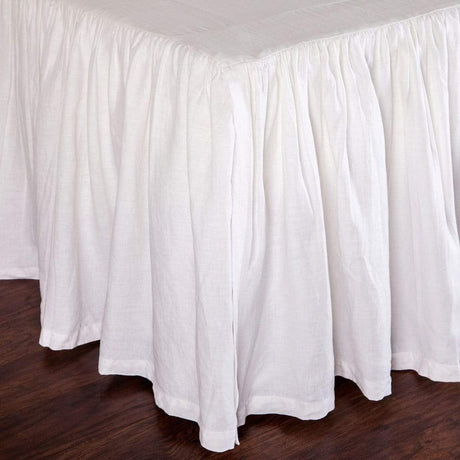 Pom Pom at Home Gathered Linen Bedskirt - White Bedding and Bath