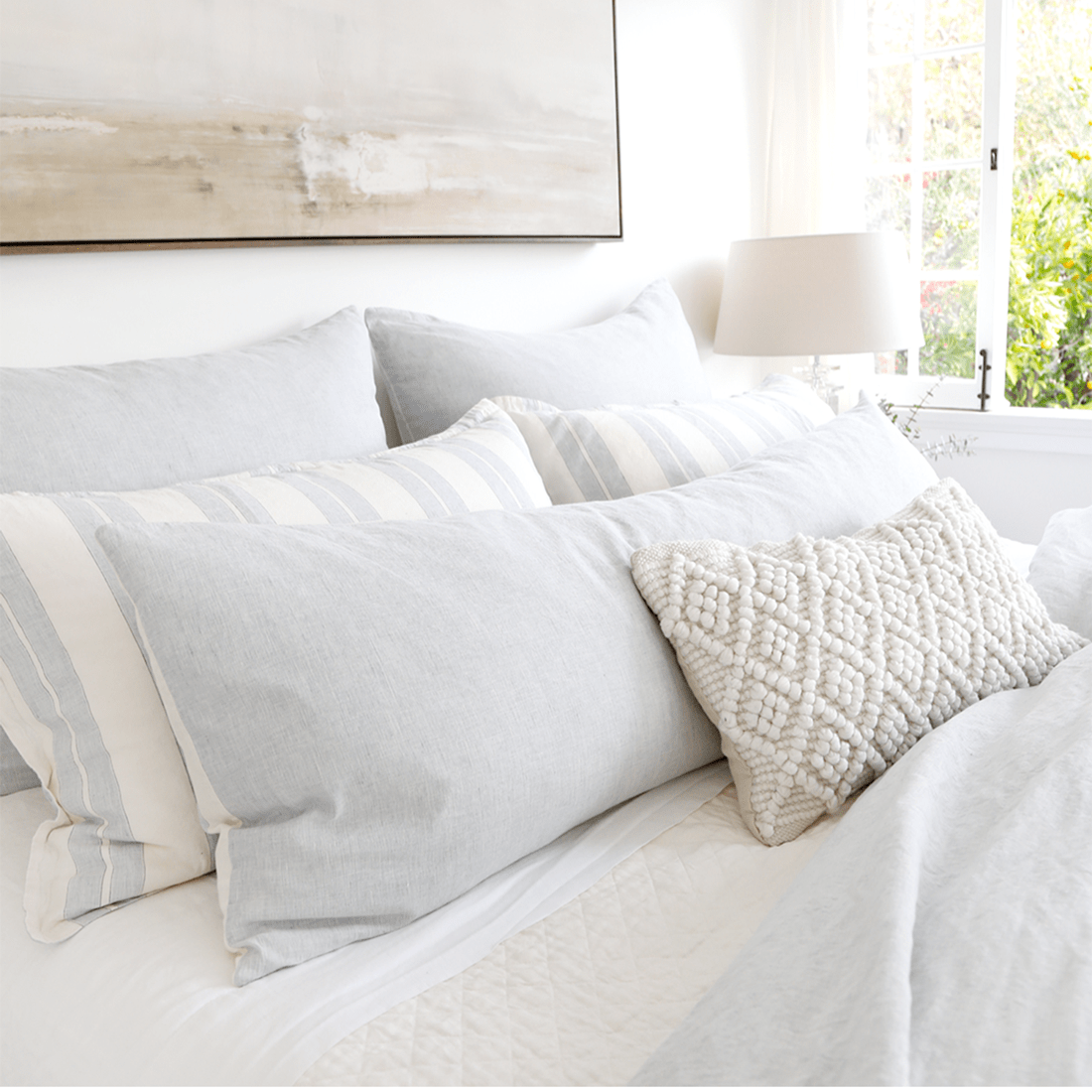 Pom Pom at Home Jackson Duvet - White/Ocean Stripe Decor