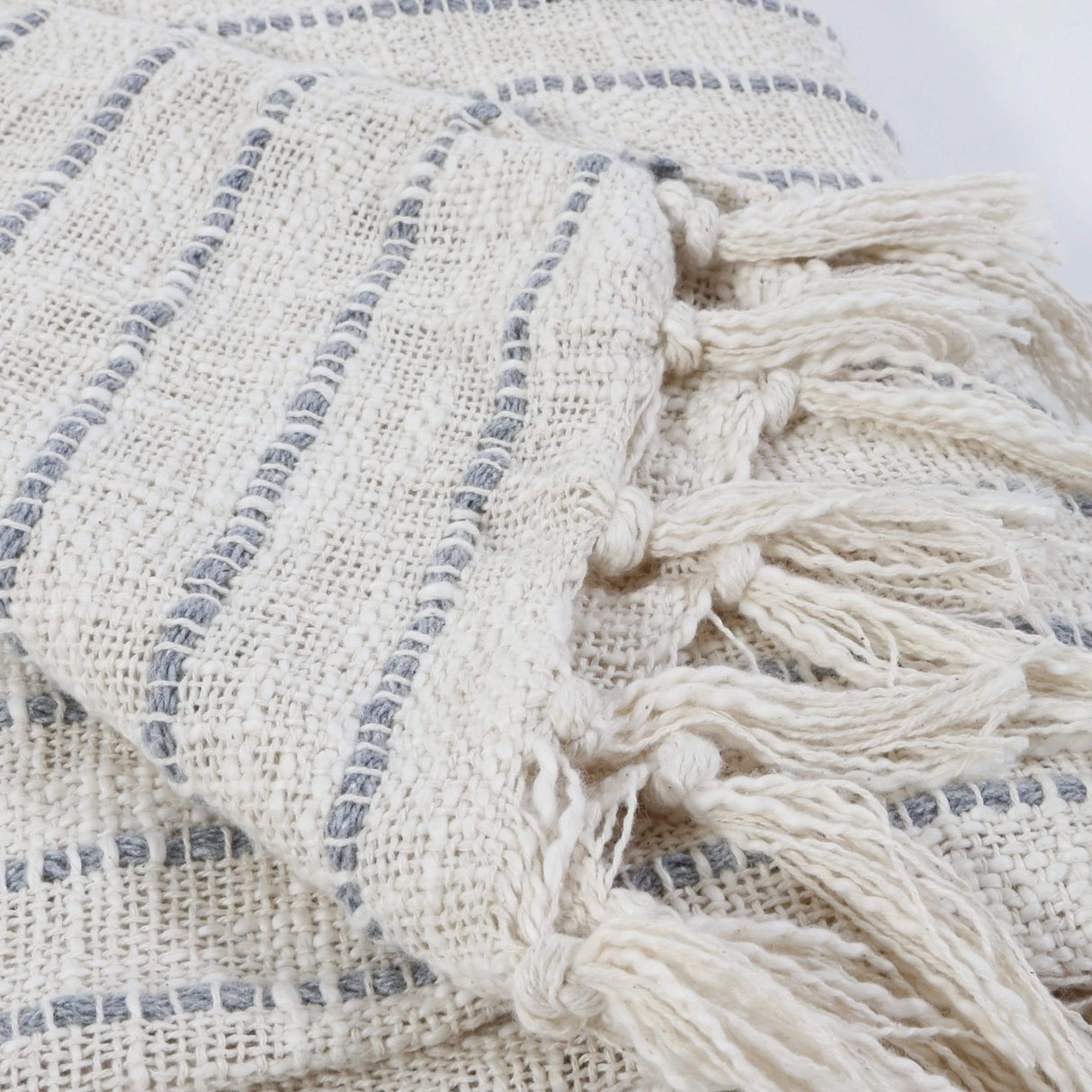 Pom Pom at Home Jojo Oversized Throw - Ivory/Blue Throws pom-pom-jojo-oversized-throw-ivory-blue