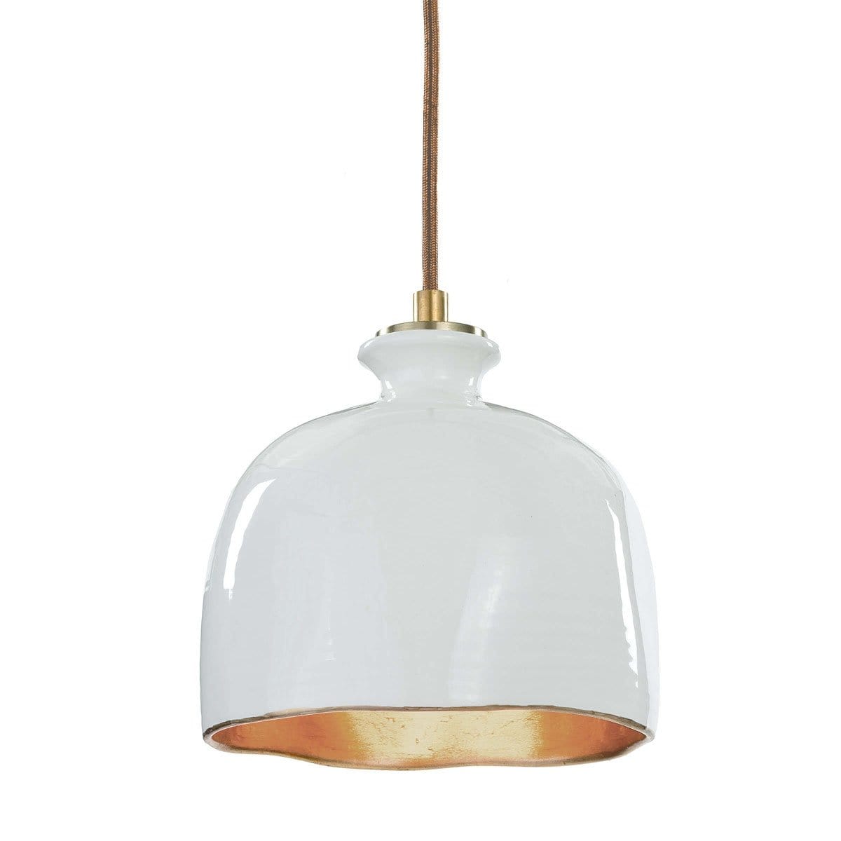 Regina Andrew Bianca Ceramic Pendant - Gloss White and Gold Lighting regina-andrew-16-1103 00844717018121