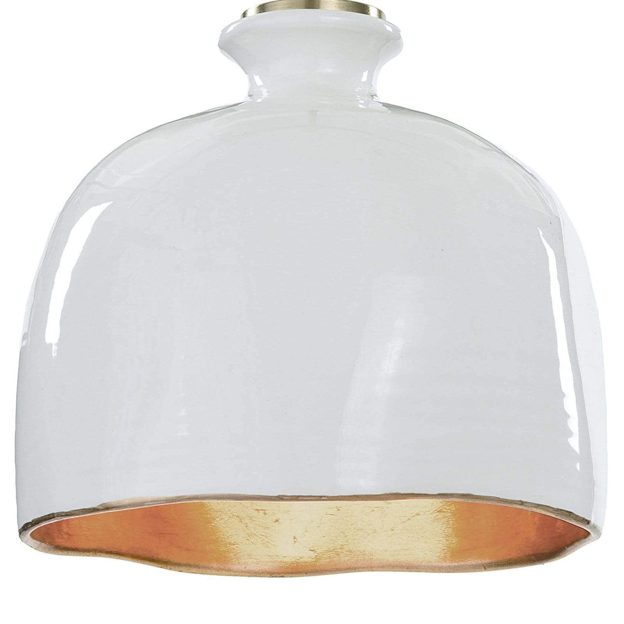Regina Andrew Bianca Ceramic Pendant - Gloss White and Gold Lighting regina-andrew-16-1103 00844717018121