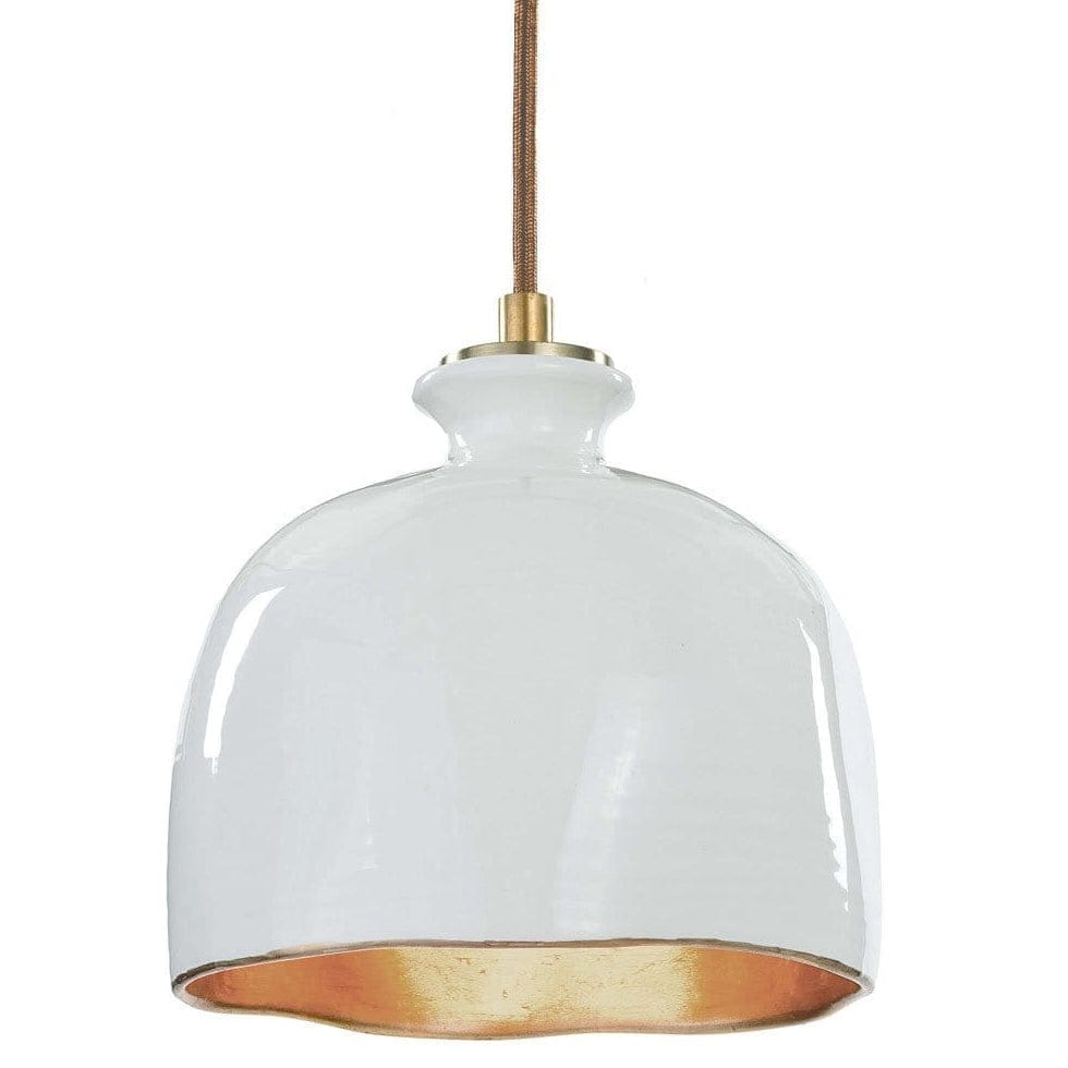 Regina Andrew Bianca Ceramic Pendant - Gloss White and Gold Lighting regina-andrew-16-1103 00844717018121