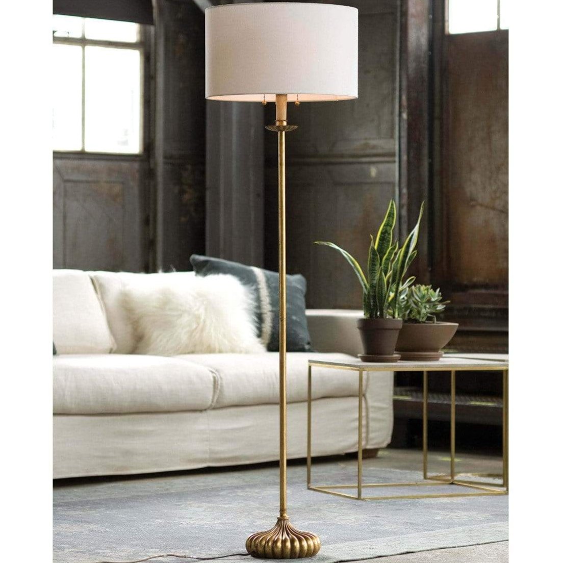 Regina Andrew Clove Stem Floor Lamp - Antique Gold Leaf Lighting regina-andrew-14-1015 00844717025129