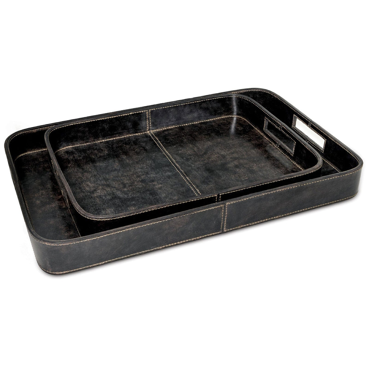 Regina Andrew Derby Rectangle Leather Tray Set Pillow & Decor regina-andrew-20-1504BLK