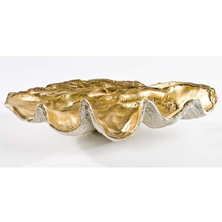 Regina Andrew Large Clam Bowl with Antique Gold Interior Pillow & Decor Regina-Andrew-20-1035 844717012600