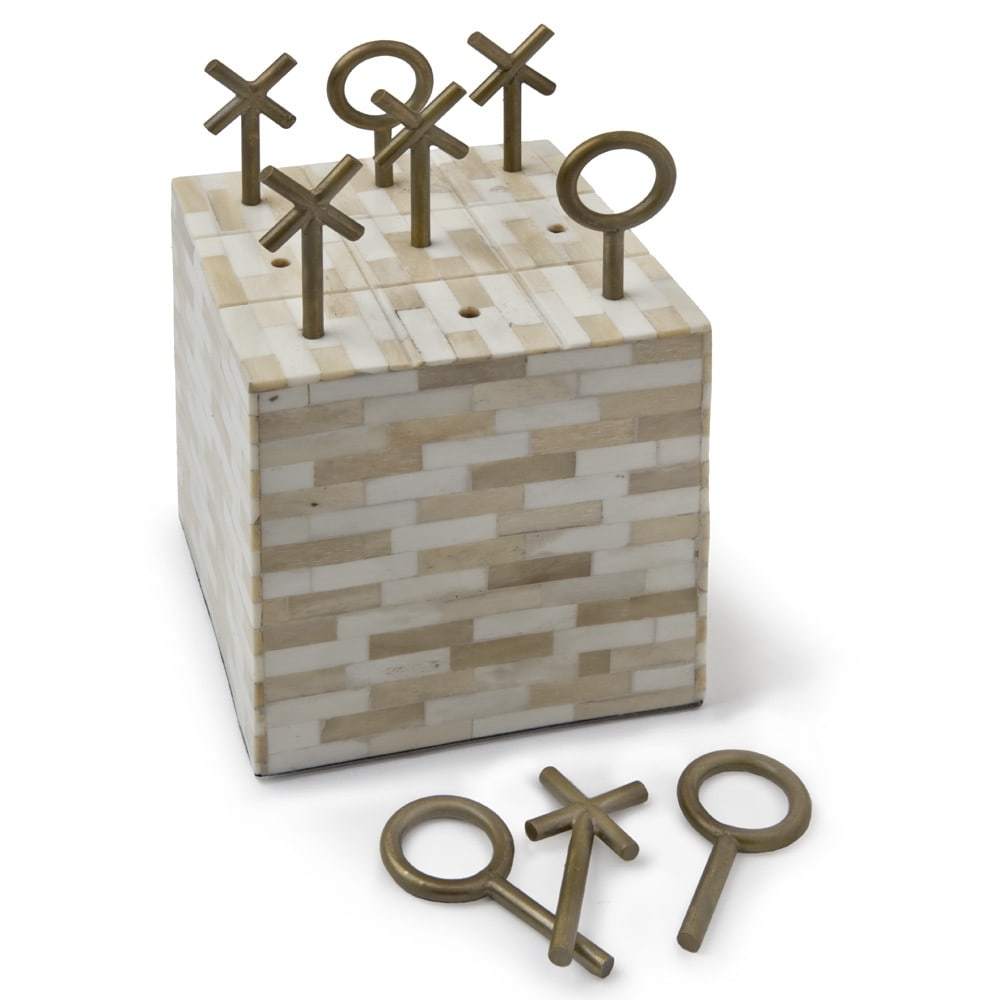 Regina Andrew Tic Tac Toe-White Bone Block Decor regina-andrew-20-1098 844717022425