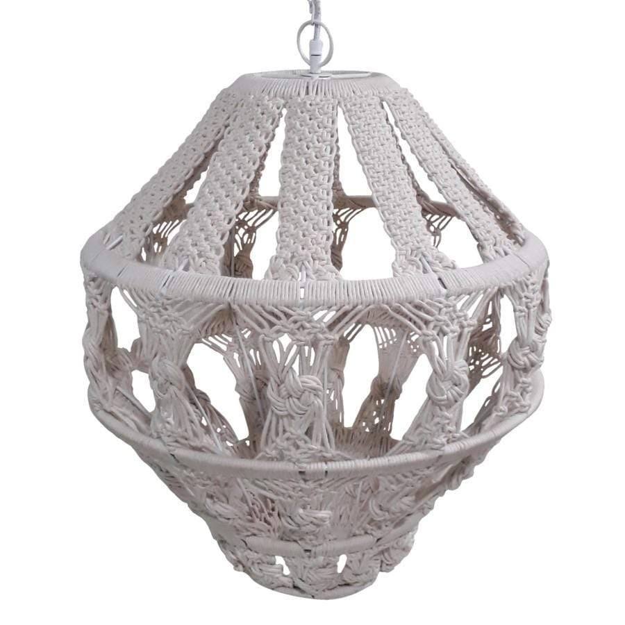 Selamat Justina Blakeney Tula Hanging Macrame Pendant - White Lighting selamat-HPDTWR-GD