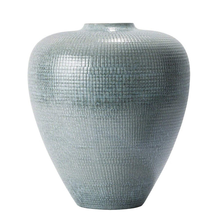 Studio A Check Bulbous Vase - Reactive Silver Blue Decor studio-a-7.10115