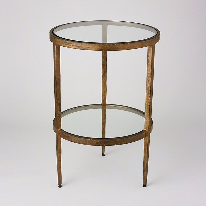 Studio A Laforge Two-Tiered Side Table-Antique Gold Furniture Studio-A-7.90277 00847350013461