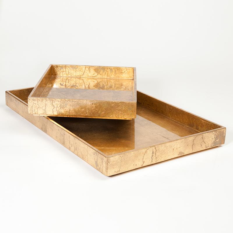 Studio A Luxe Gold Leaf Rectangle Tray Pillow & Decor