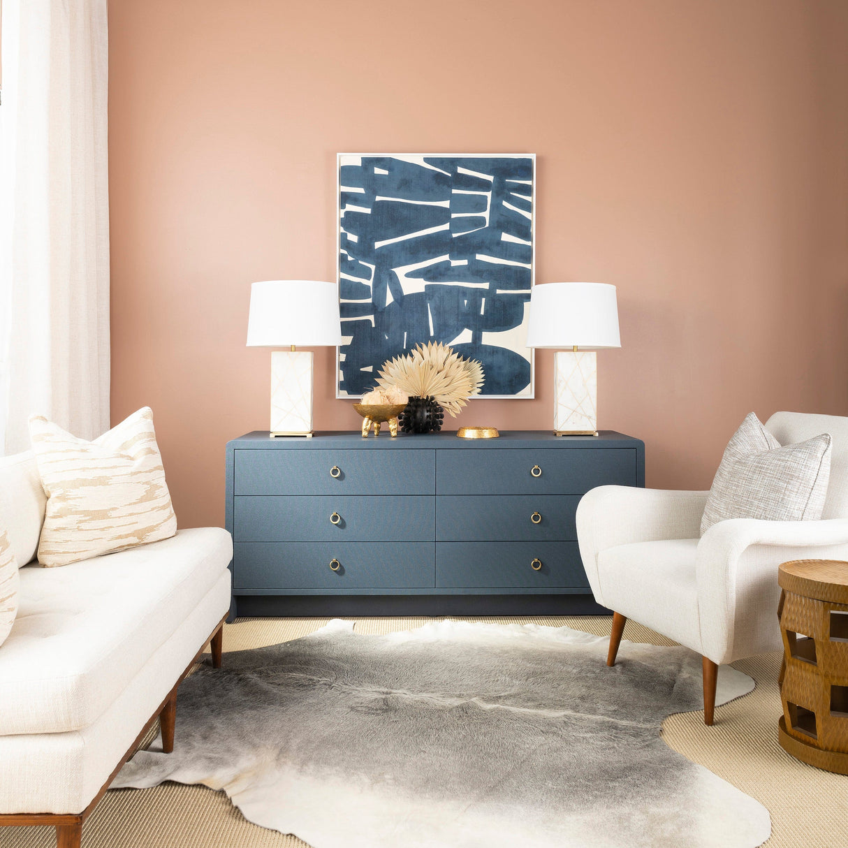 Villa & House Bryant Linen Extra Wide 6-Drawer Dresser Furniture