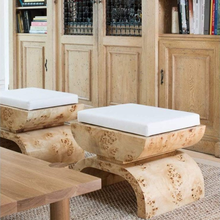 Worlds Away Biggs Stool - Burl Wood Decor Worlds-Away-BIGGS BW 00607629001427