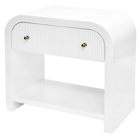 Worlds Away Esther Nightstand - White Lacquer Furniture worlds-away-ESTHER WH