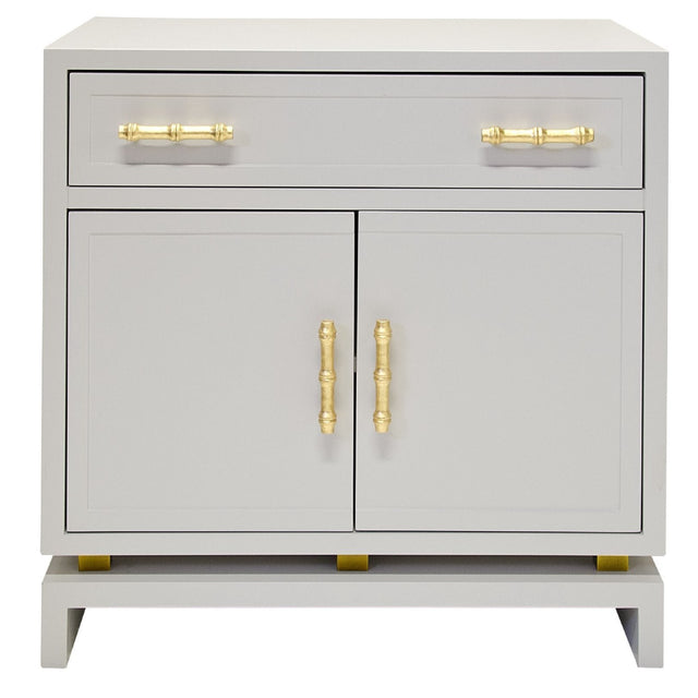 Worlds Away Marcus Gray Matte Lacquer Cabinet with Gold Leafed Bamboo Furniture Worlds-Away-Marcus-GRY 00607629007870