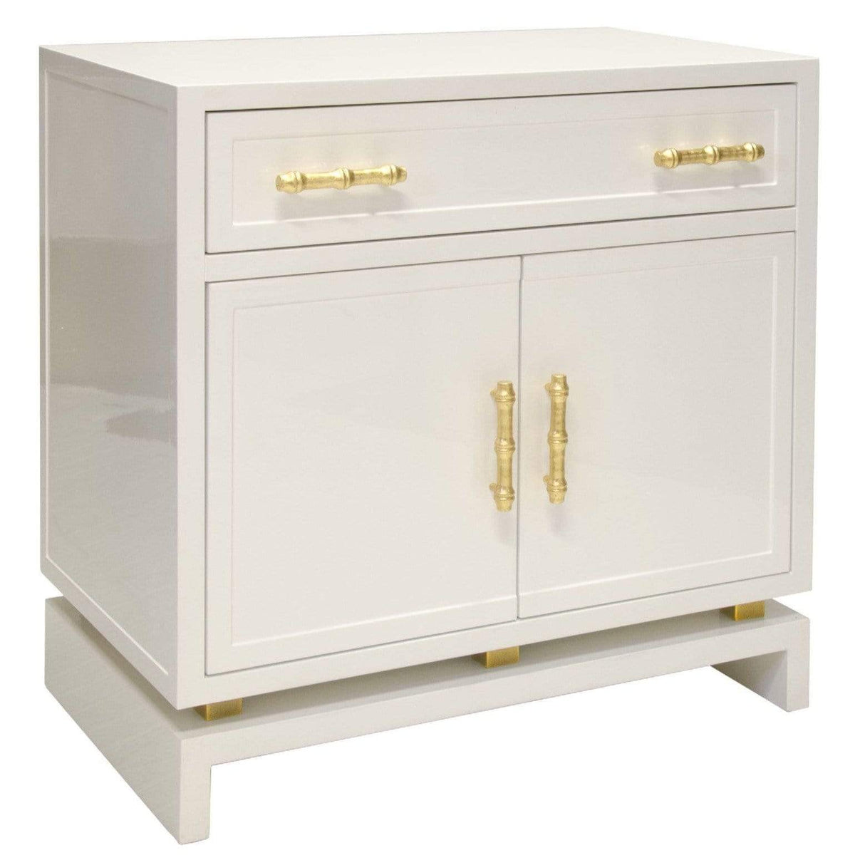 Worlds Away Marcus Lacquer Cabinet with Gold Leafed Bamboo Furniture