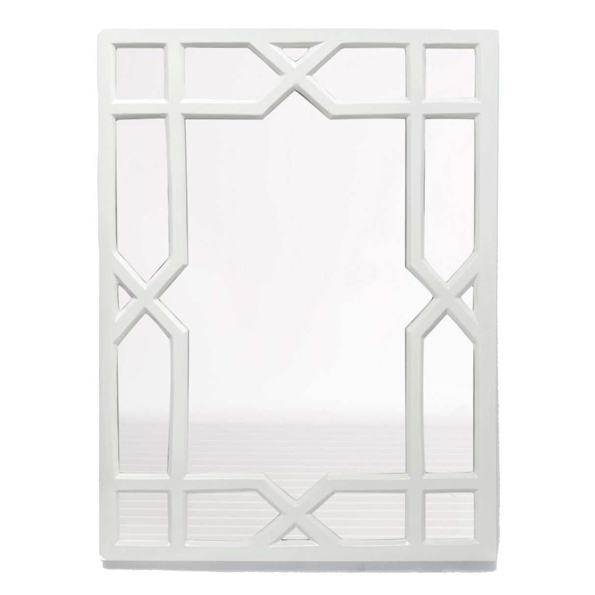 Worlds Away Vero White Lacquer Trellis Mirror Wall Worlds-Away-VERO 00607629012539