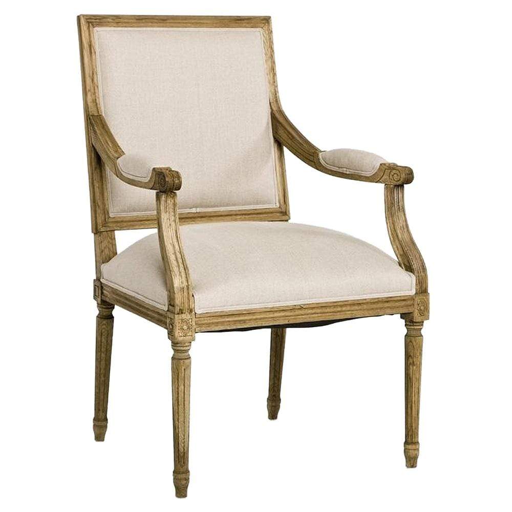 Zentique Louis Arm Chair - Natural Linen & Oak Furniture Zentique-B008 E255 A003 00610373301958