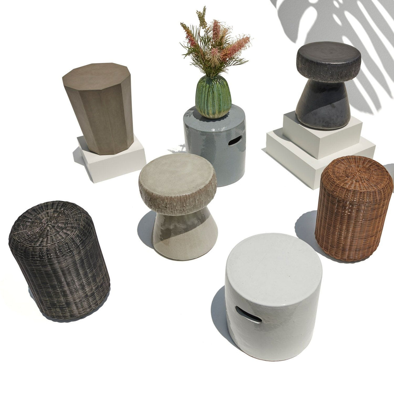 Outdoor Ottomans + Stools