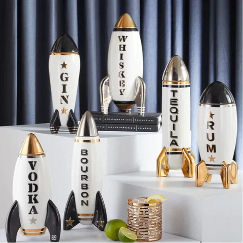 16-Karat Rocket Decanters – Meadow Blu 16-Karat Rocket Decanters – Meadow Blu