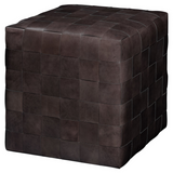 Woven Leather Ottoman