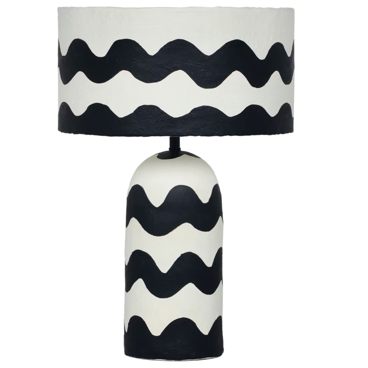 Tropea Black Waves Papier Mache Table Lamp