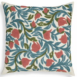 Petal Embroidered Floral Wool Square Accent Cushion