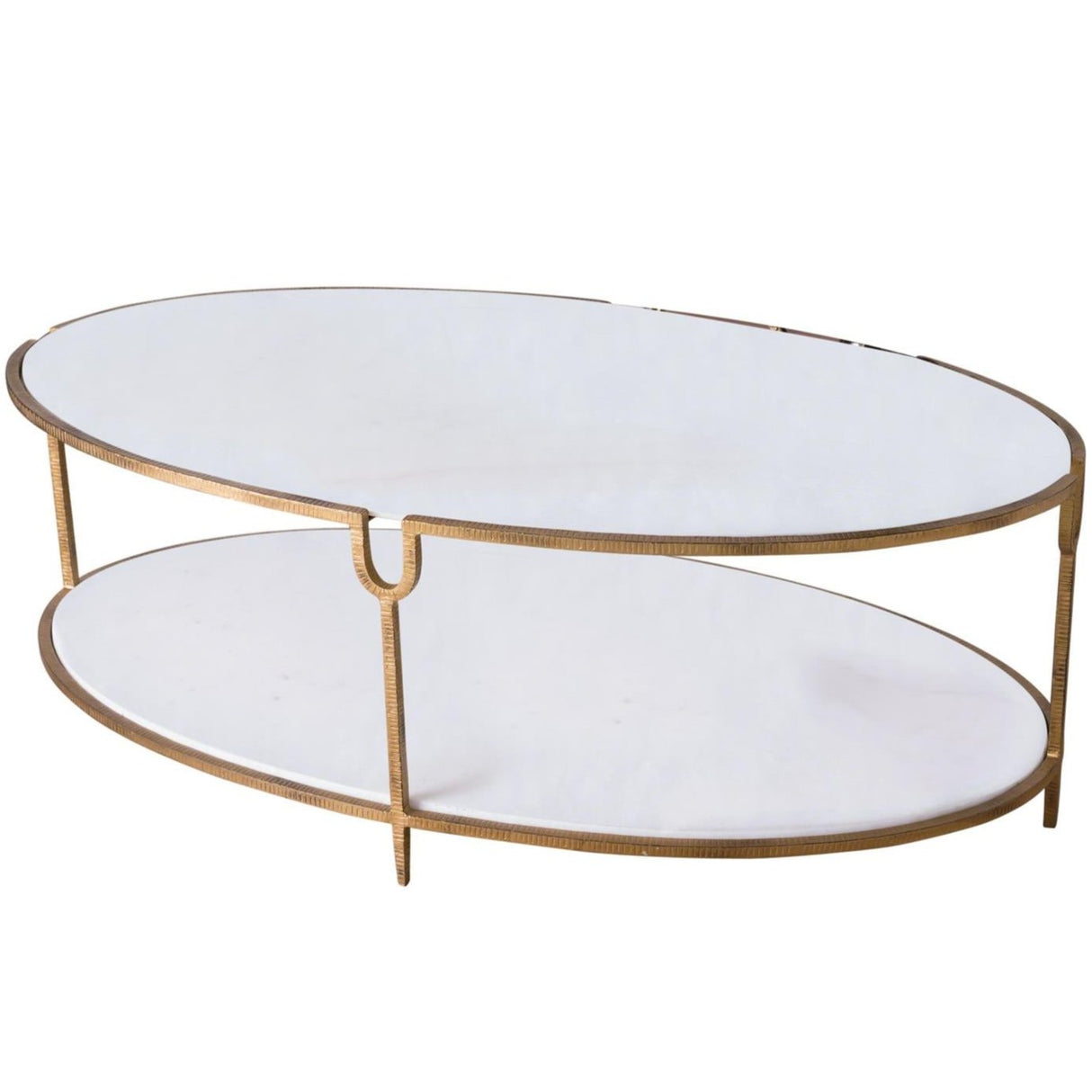 Iron and Stone Oval Coffee Table