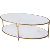 Iron and Stone Oval Coffee Table