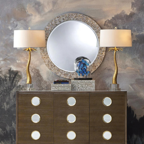 Uma Mother of Pearl Round Mirror