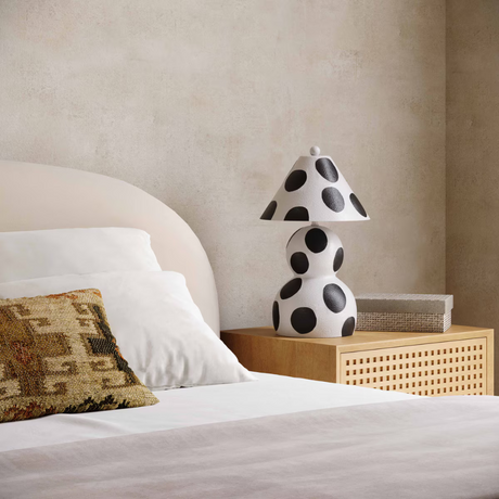 Lerici Black and White Papier Mache Table Lamp