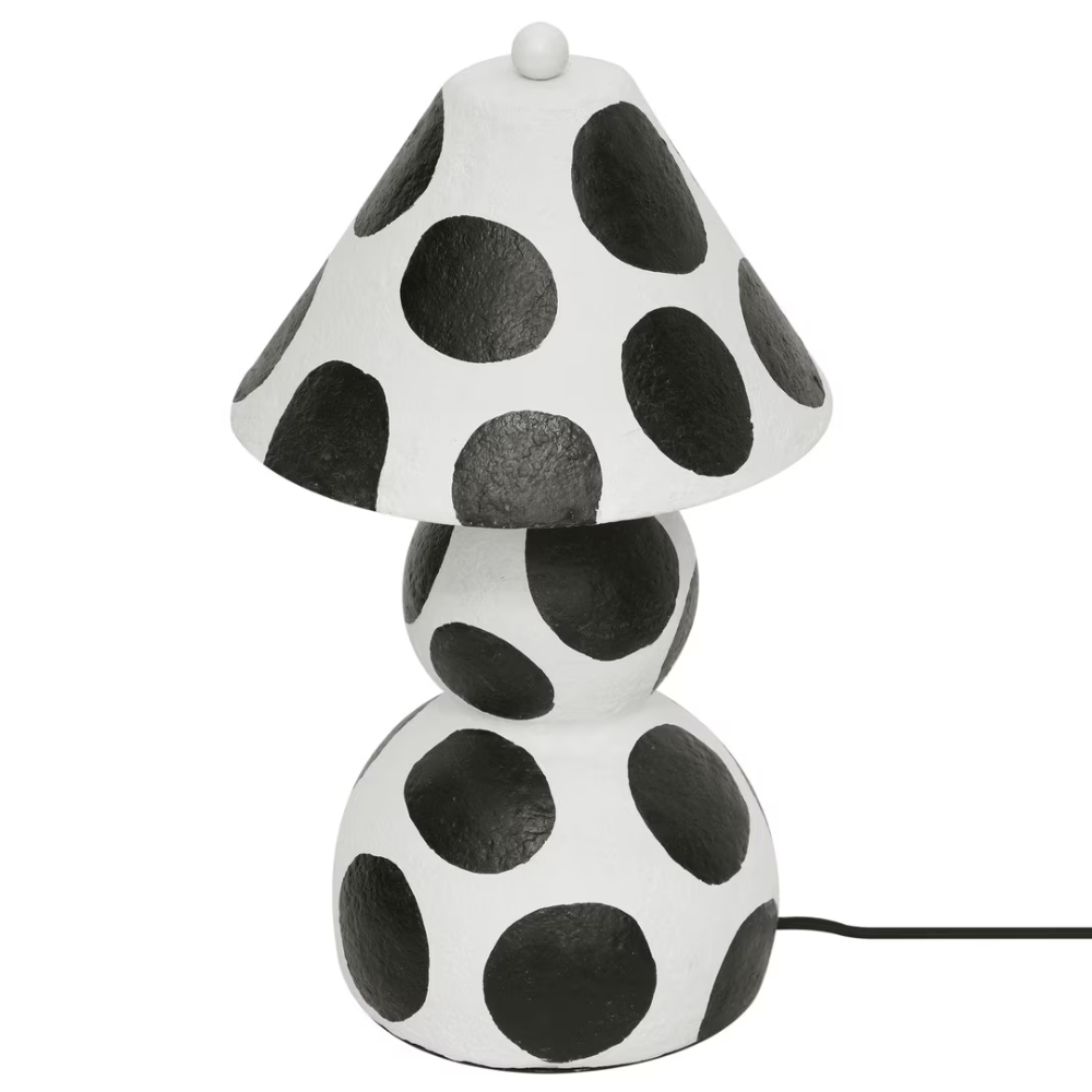 Lerici Black and White Papier Mache Table Lamp