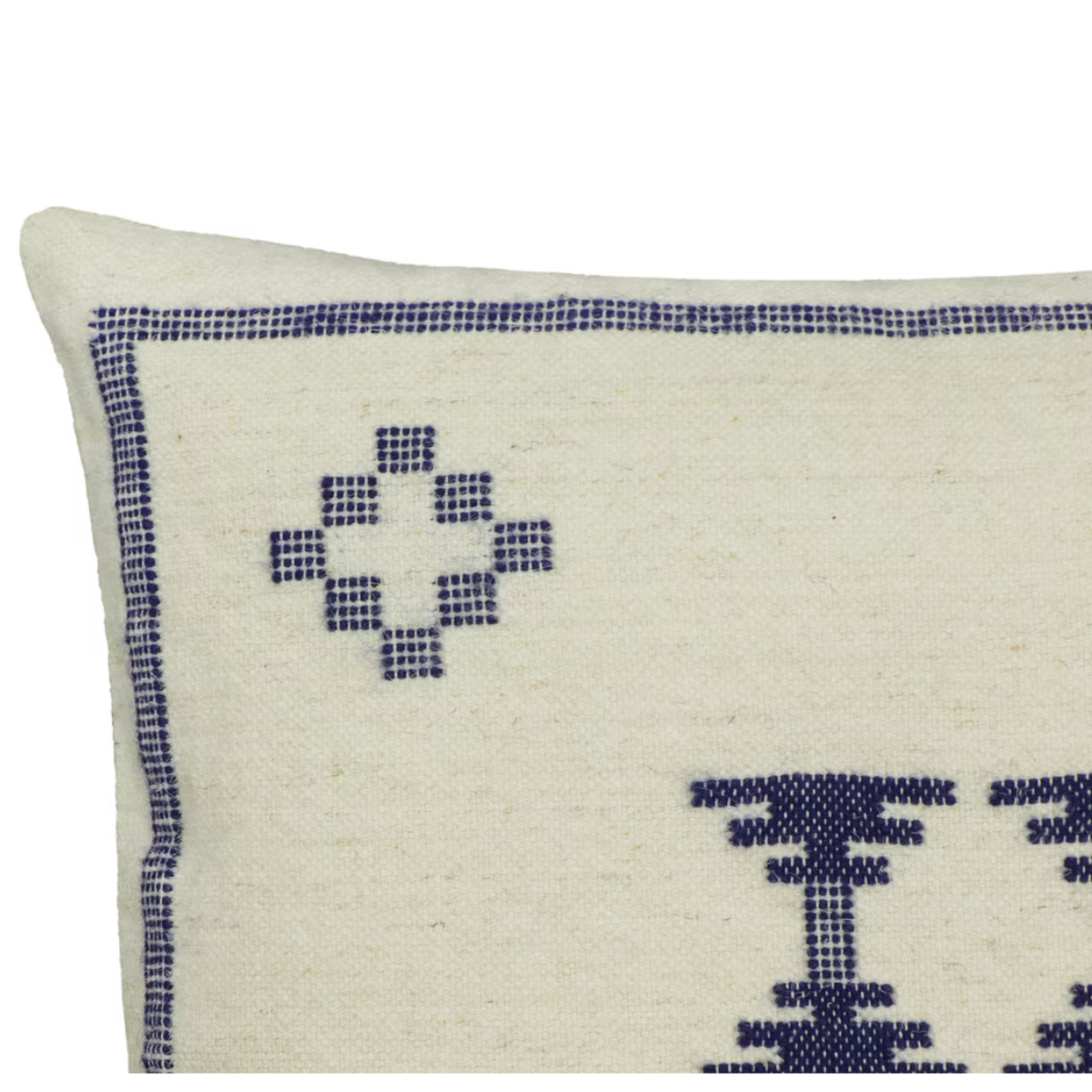 Heritage Cream & Indigo Wool Square Accent Cushion